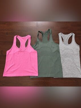 Lululemon Racerback Tank Top Bundle Pink Green Gray